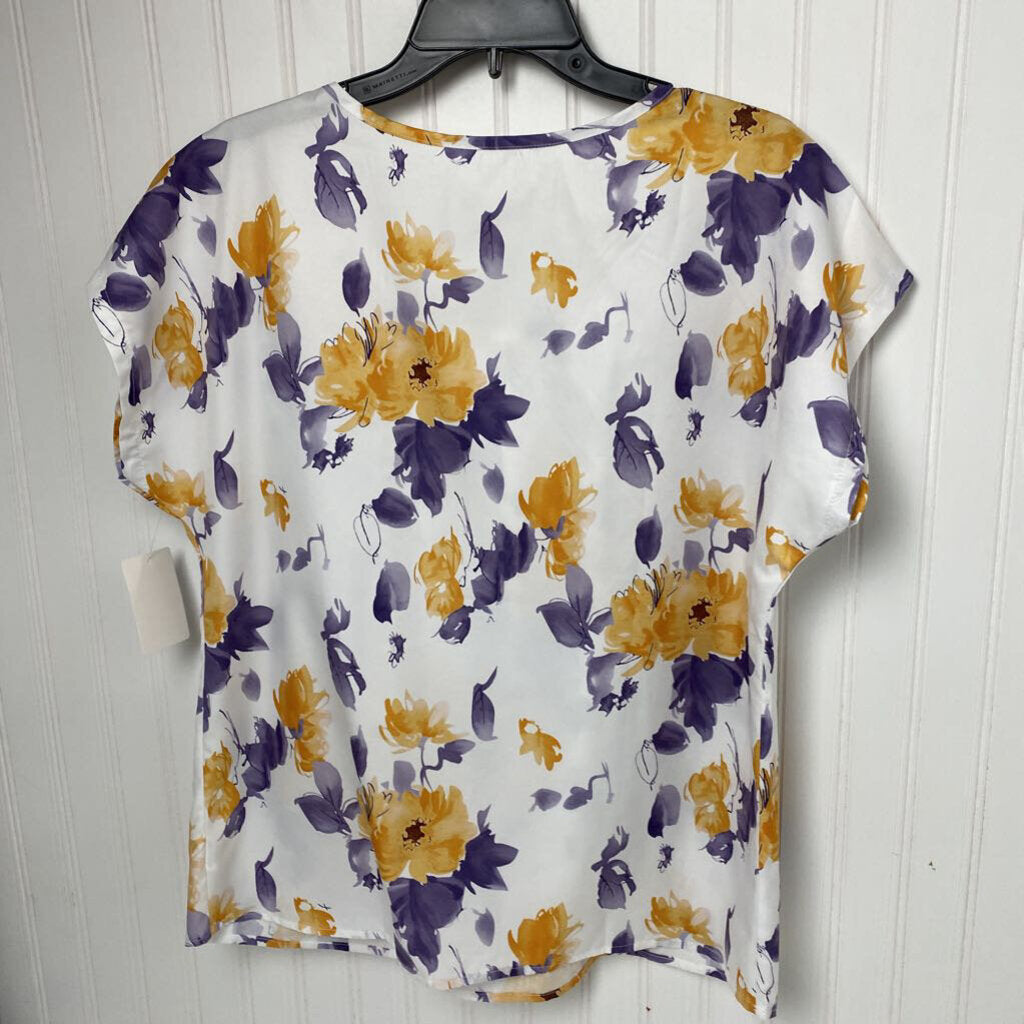 SHORT SLEEVE FLORAL PRINT BLOUSE