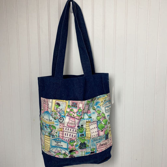 DENIM FROG PRINT BAG