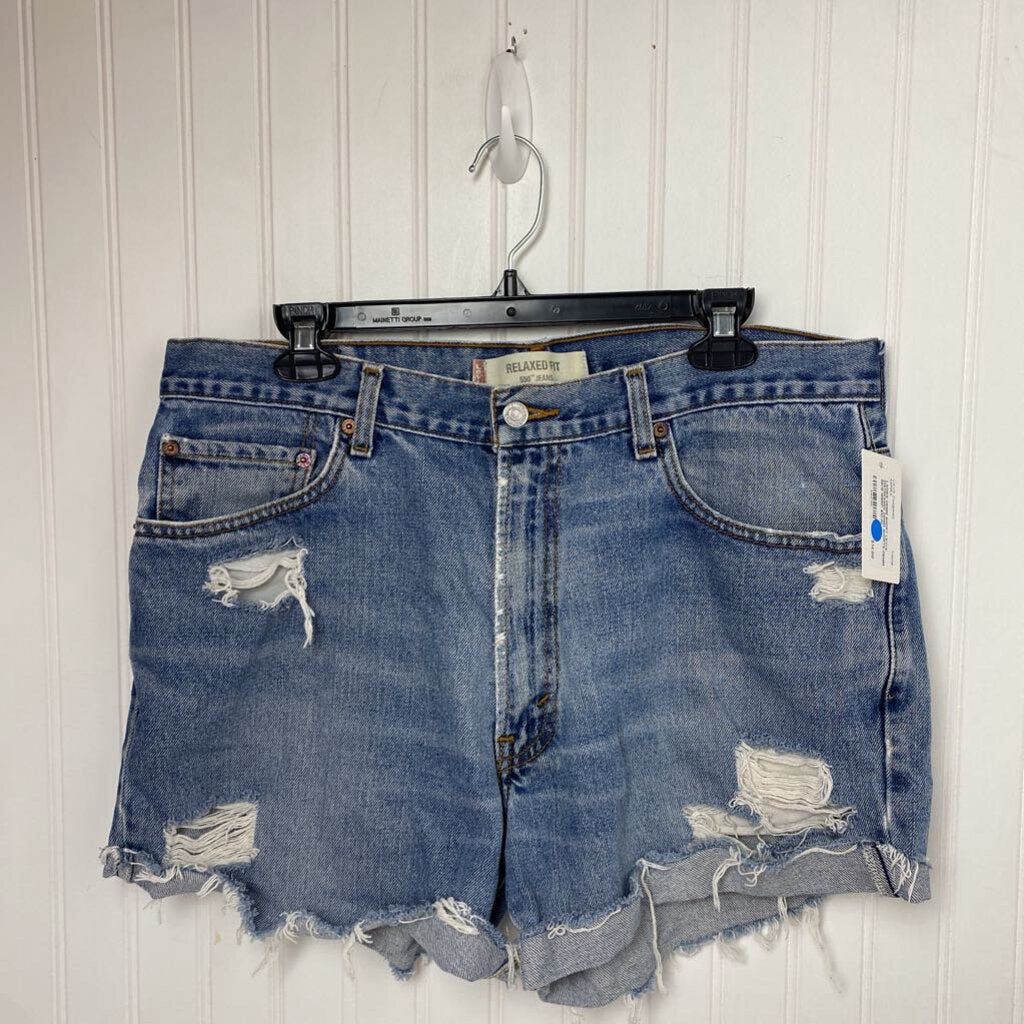 DISTRESSED DENIM SHORTS