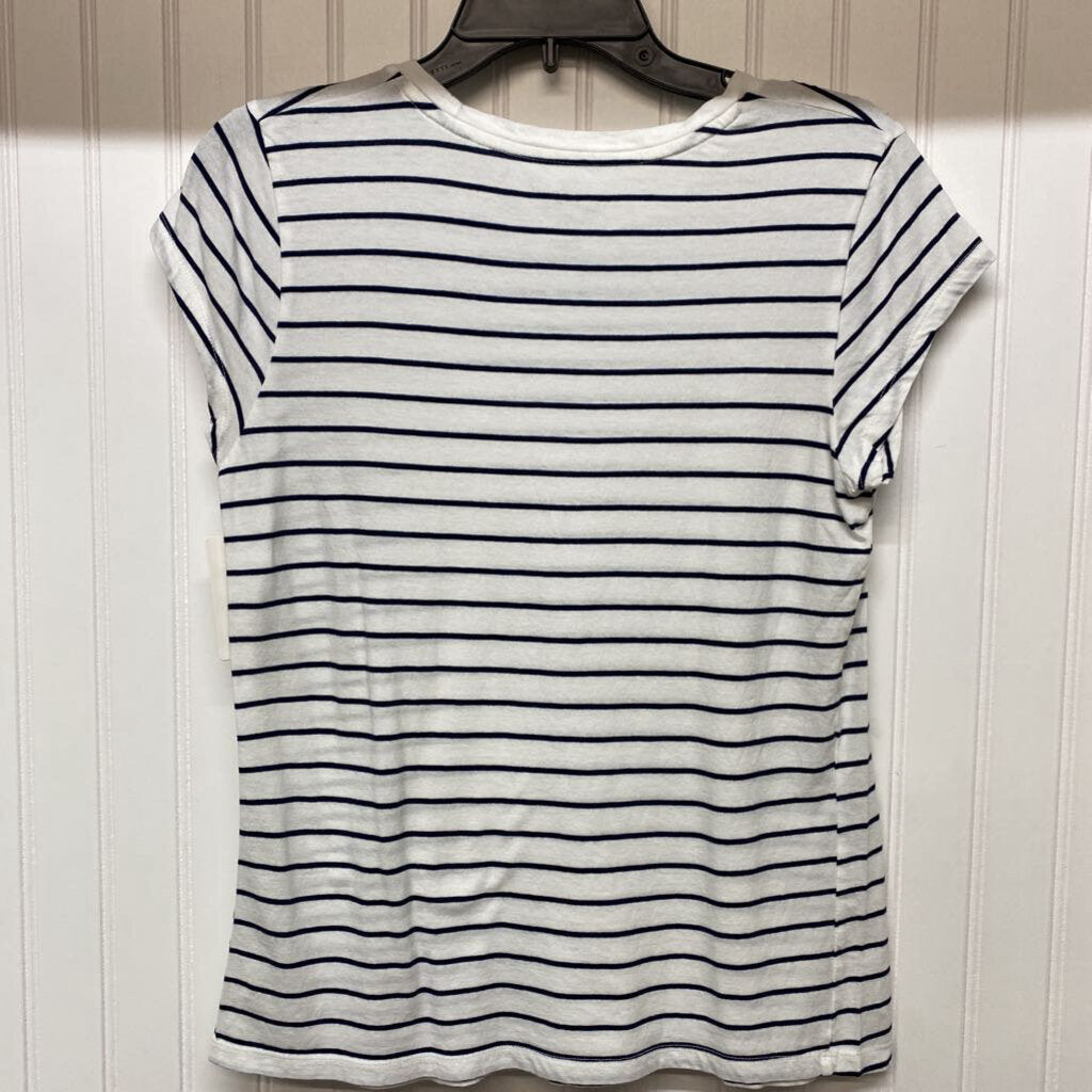 STRIPED CAP SLEEVED SHIRT