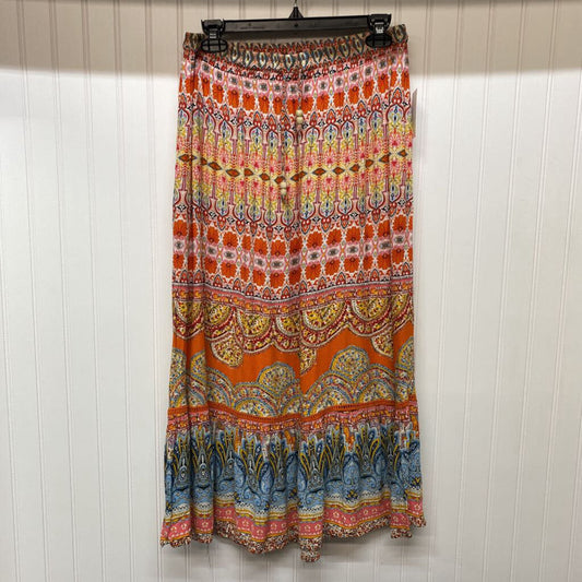 LONG DRAWSTRING WAIST PRINTED SKIRT