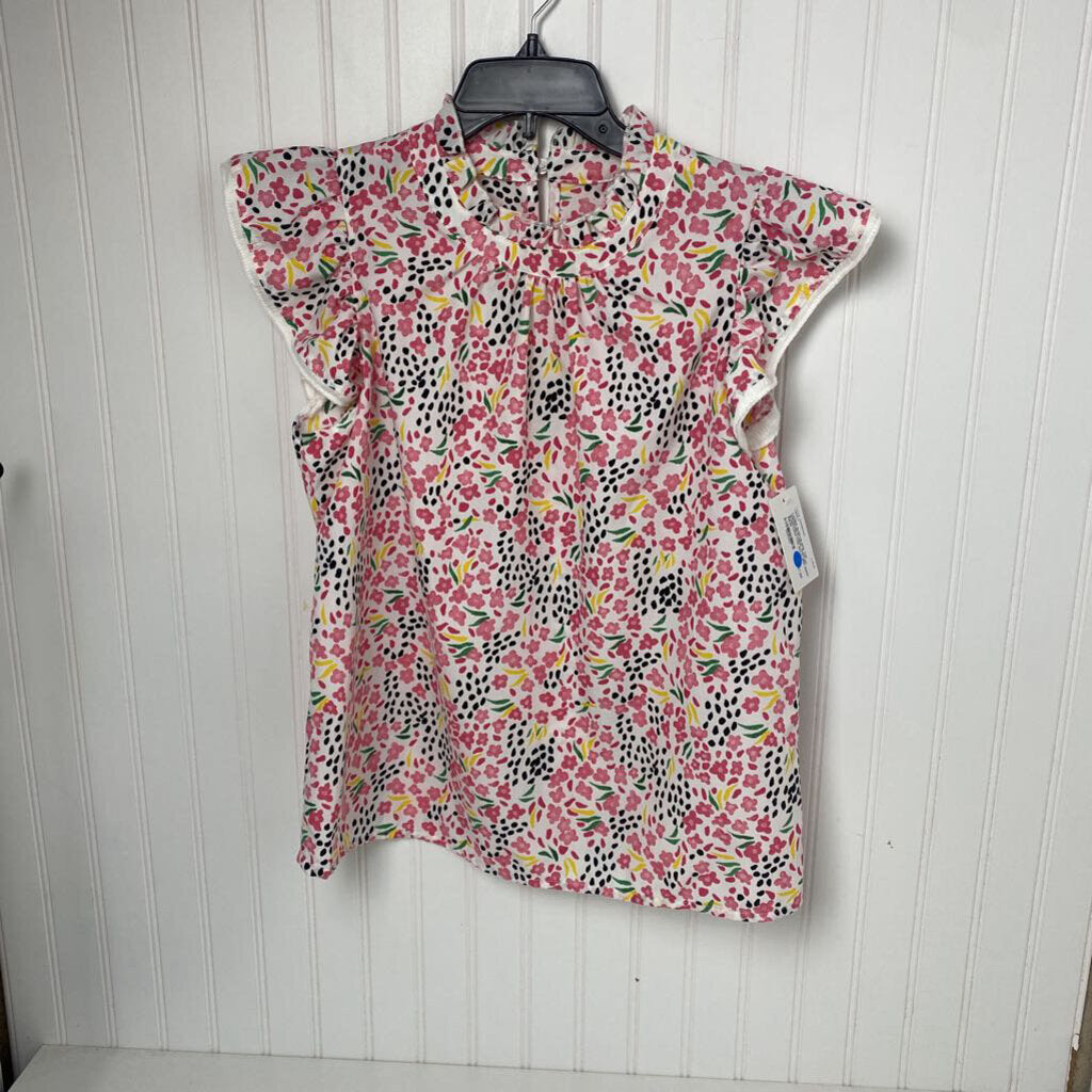 FLORAL RUFFLED SLEEVLESS TOP