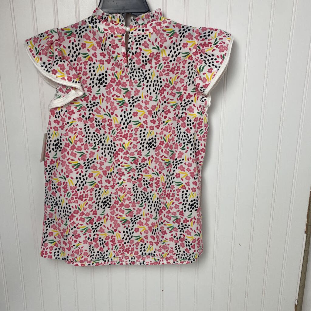 FLORAL RUFFLED SLEEVLESS TOP