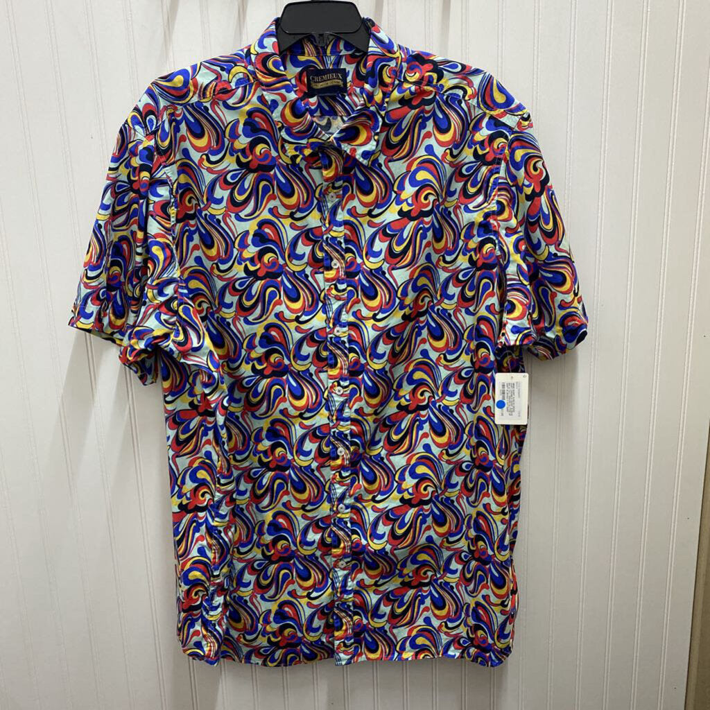 SHORT SLEEVE BIG & TALL PRINTED BUTTON UP SHIRT