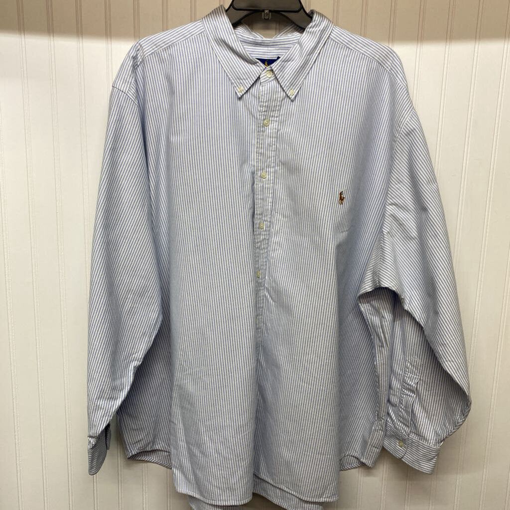 MENS BIG & TALL LONG SLEEVE STRIPED DRESS SHIRT