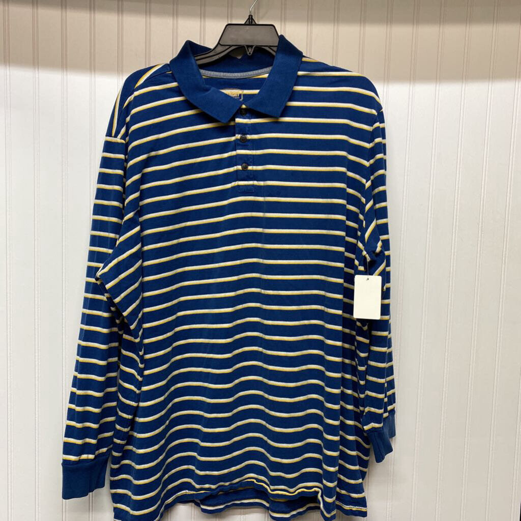 LONG SLEEVE BIG & TALL STRIPED POLO SHIRT