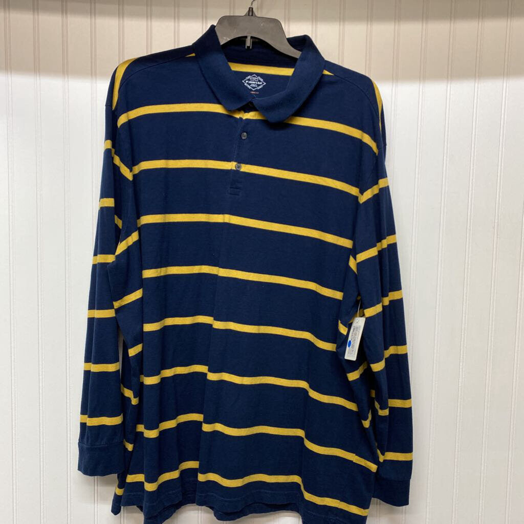LONG SLEEVE BIG & TALL STRIPED POLO SHIRT