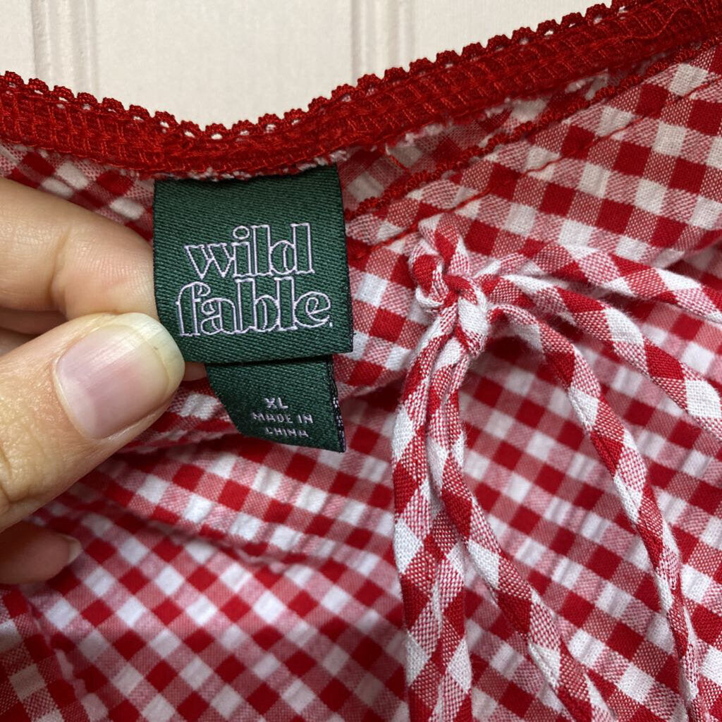 RED PLAID SKIRT