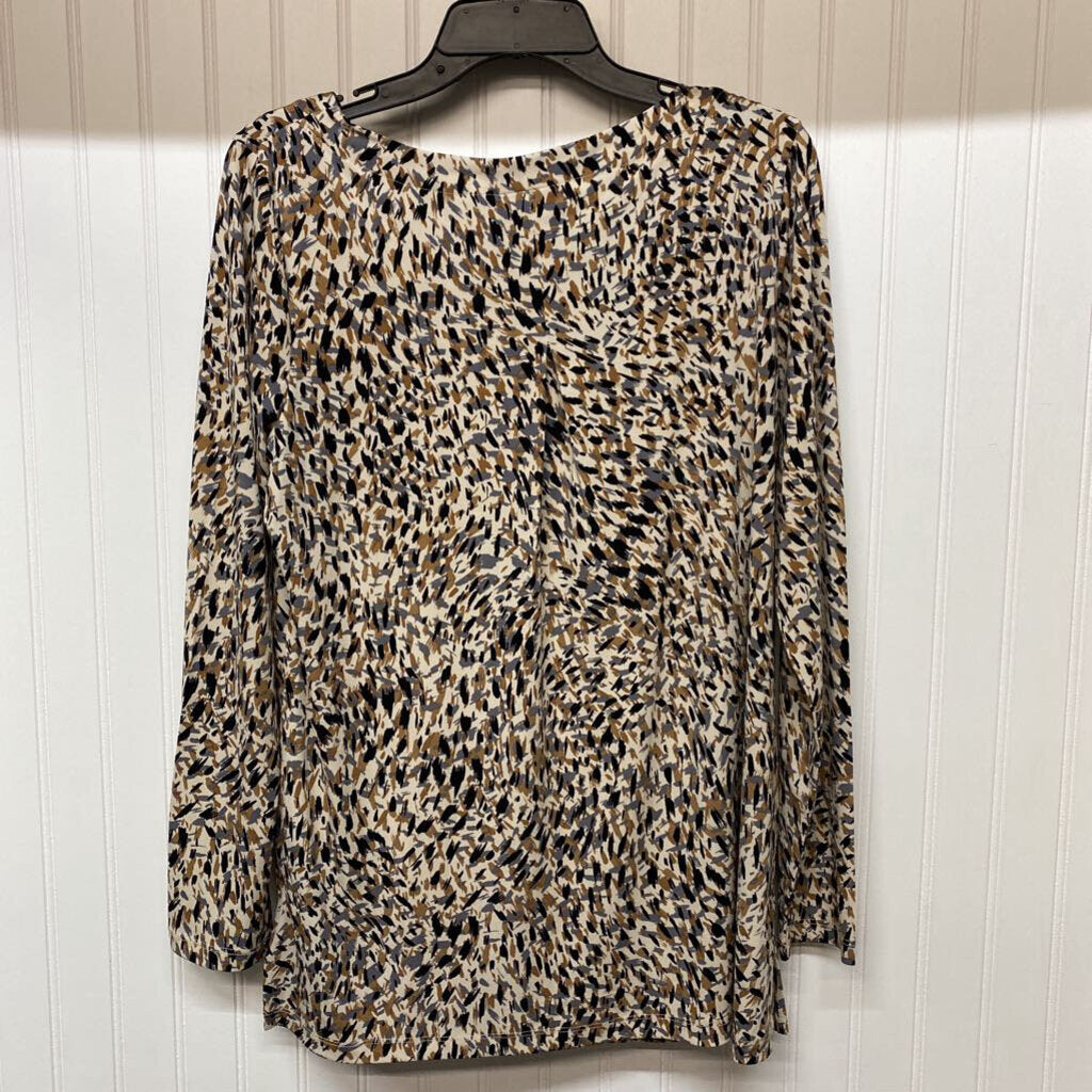 LONG SLEEVE PRINTED KNIT TOP