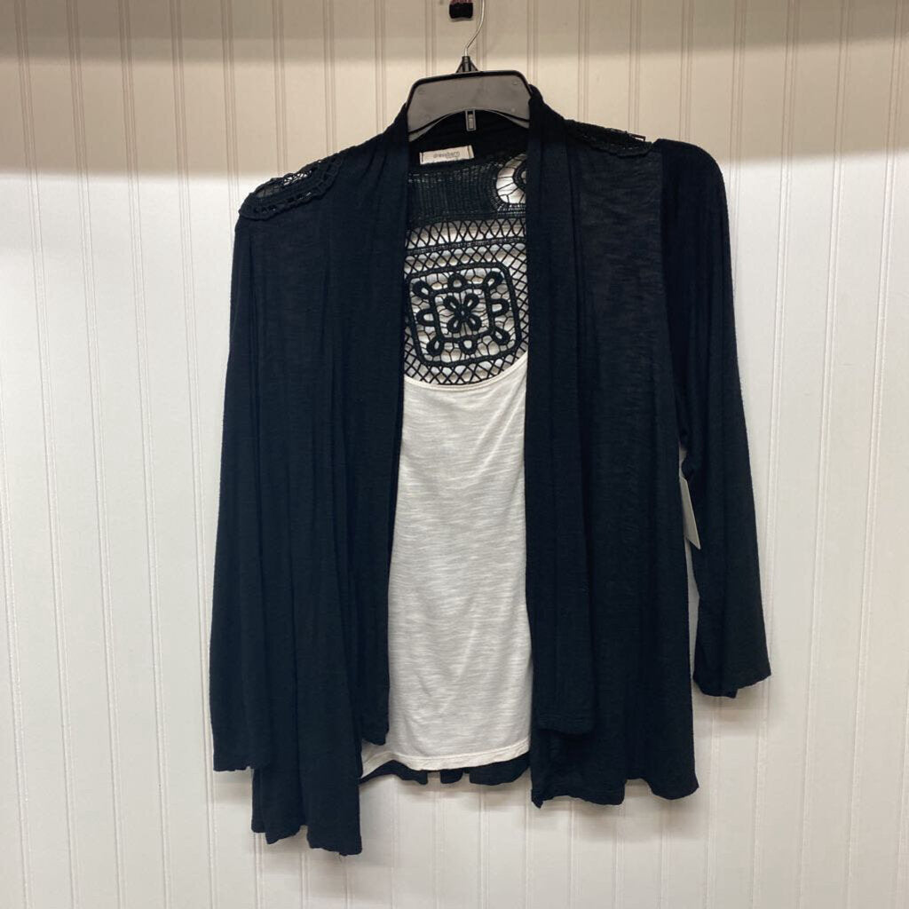 3/4 SLEEVE CARDIGAN TOP WITH BUILT IN TANK