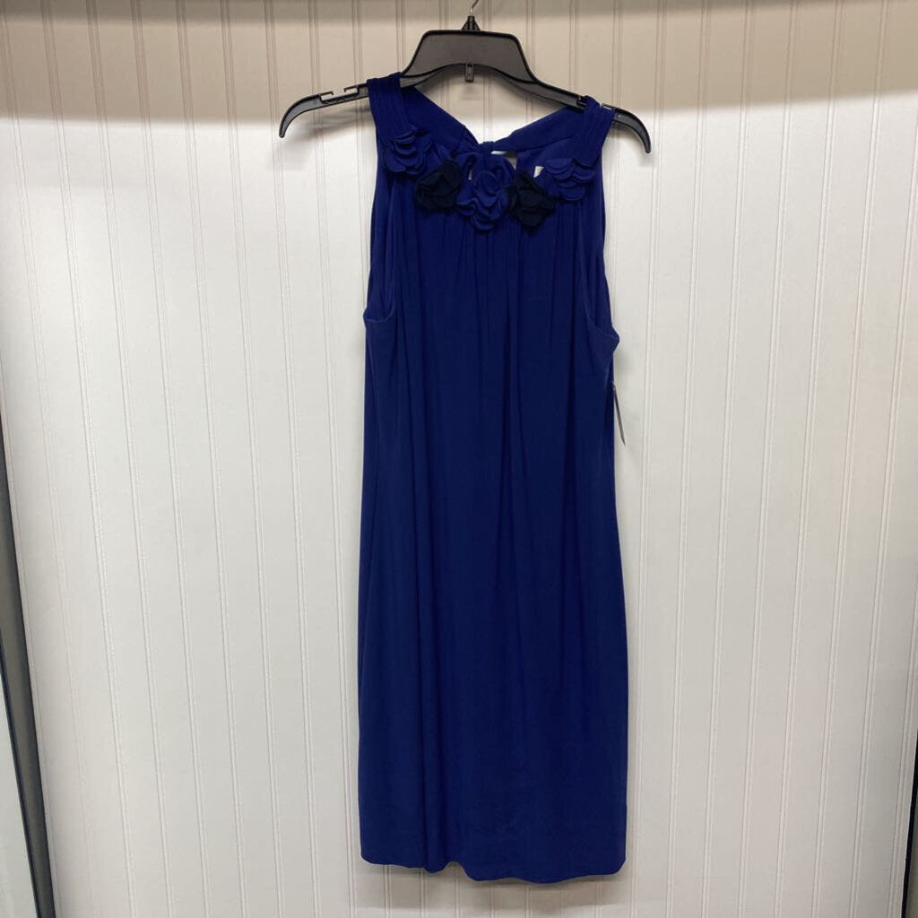 SLEEVELESS HIGH NECK FITTED DRESS FLOWERS AT TOP