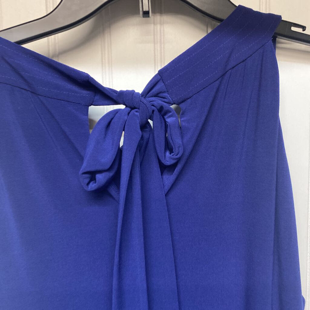 SLEEVELESS HIGH NECK FITTED DRESS FLOWERS AT TOP