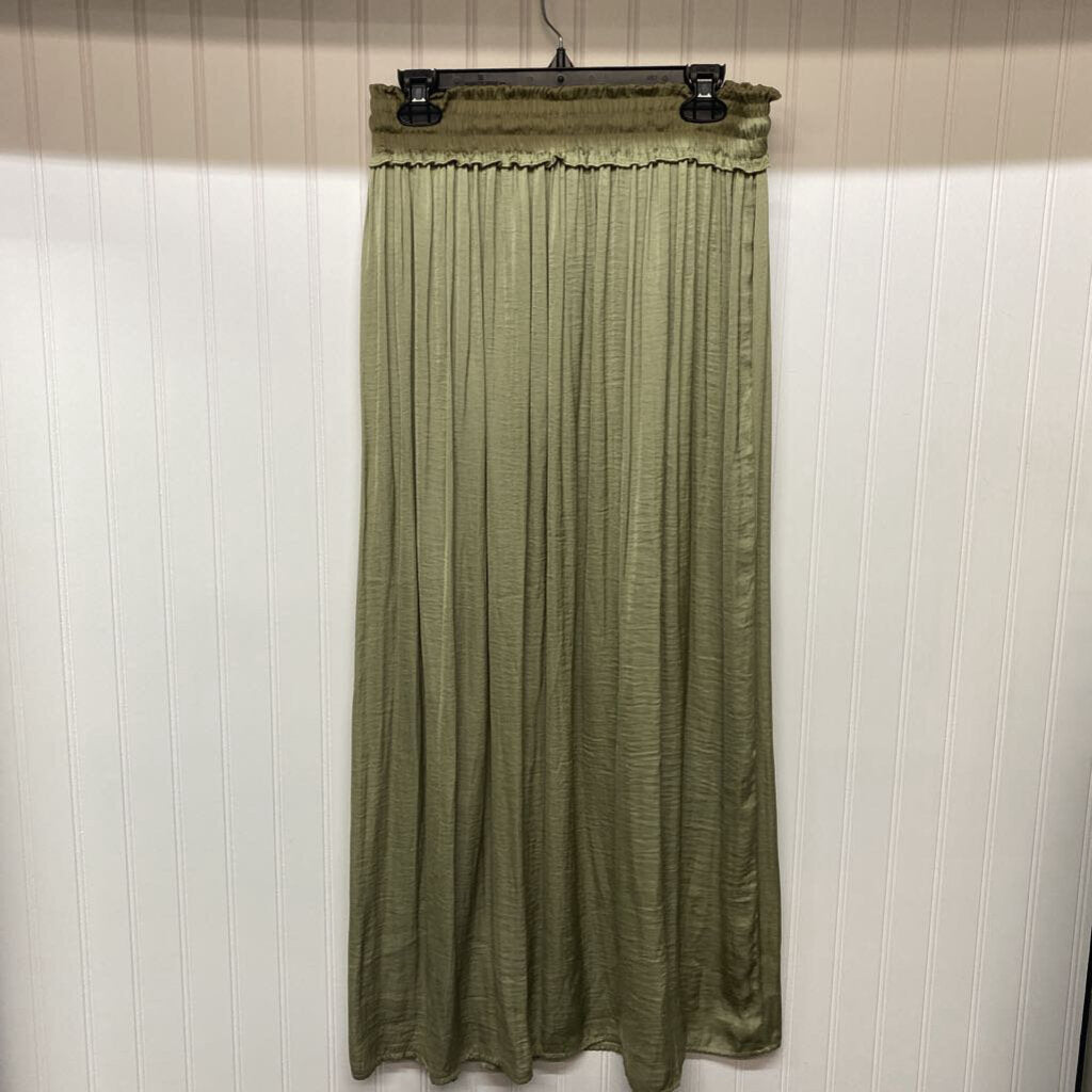 DRAWSTRING STRETCHY LONG SKIRT WITH SLIT