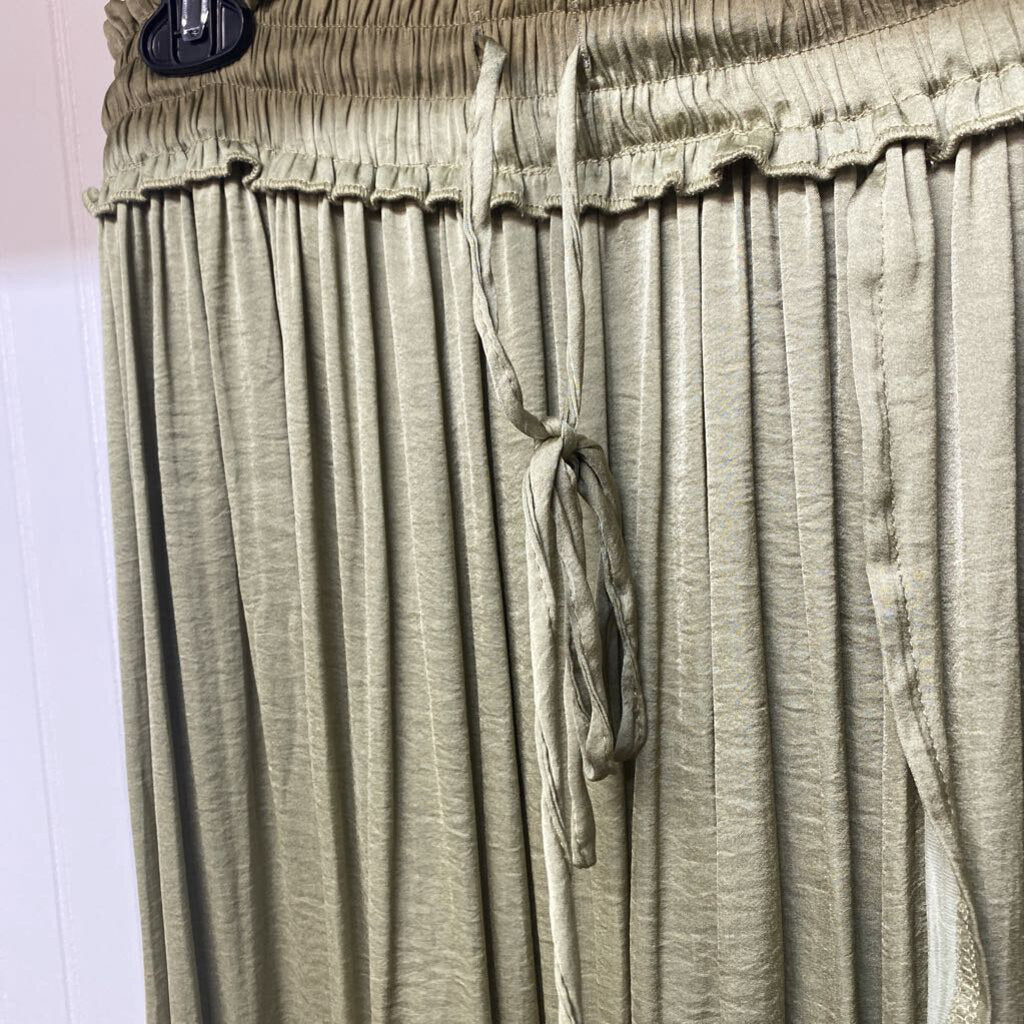 DRAWSTRING STRETCHY LONG SKIRT WITH SLIT