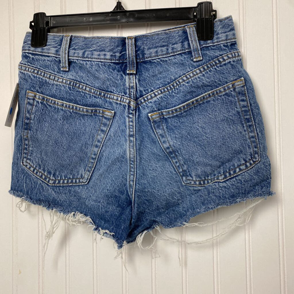 HIGH RISE MINI DISTRESSED DENIM CUTOFF SHORTS