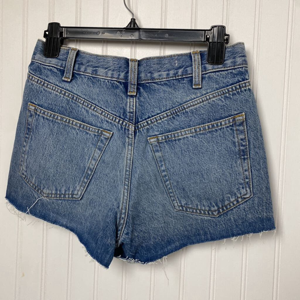HIGH RISE MINI DISTRESSED DENIM CUTOFF SHORTS