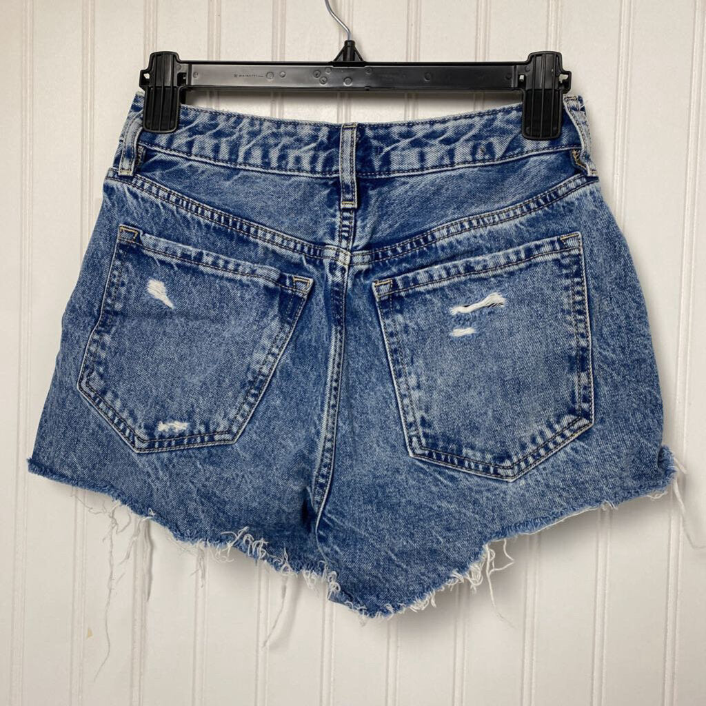 RETRO HIGHRISE DISTRESSED CUTOFF DENIM SHORTS