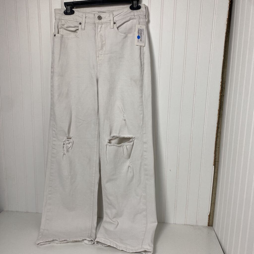 EXTRA HIGH-RISE SKY-HI WIDE LEG DISTRESSED DENIM JEANS