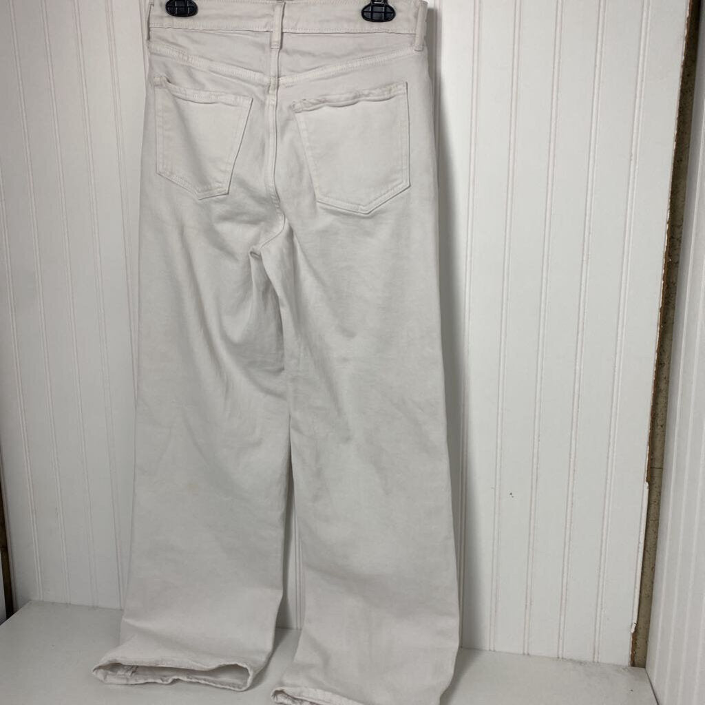 EXTRA HIGH-RISE SKY-HI WIDE LEG DISTRESSED DENIM JEANS