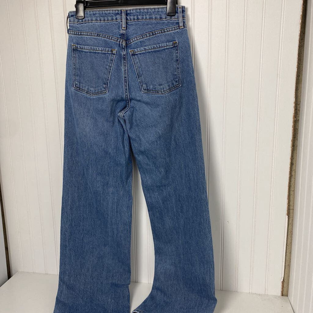EXTRA HIGH-RISE SKI-HI WIDE LEG DISTRESSED DENIM JEANS
