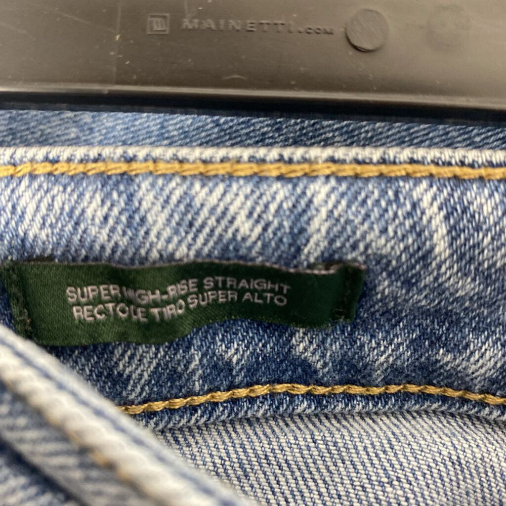 SUPER HIGH-RISE STRAIGHT DISTRESSED DENIM JEANS