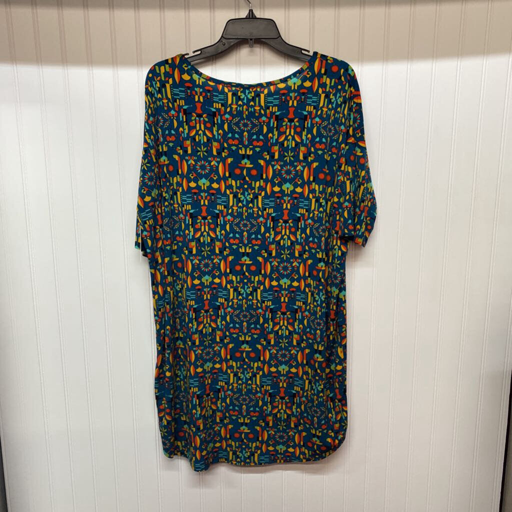 SHORT SLEEVE PRINTED KNIT DRESS