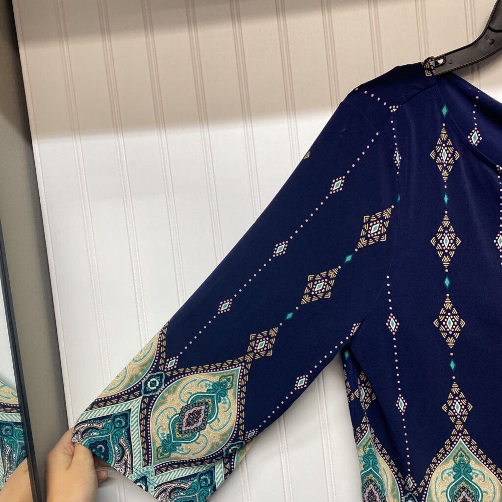 LONG SLEEVE PAISLEY PRINTED TOP