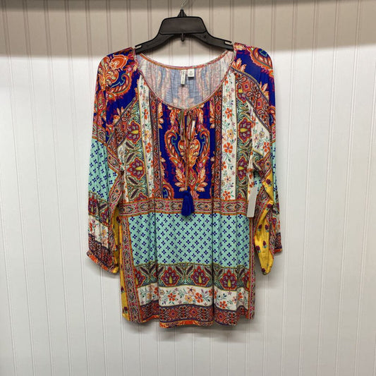 LONG SLEEVE PAISLEY PRINTED TOP