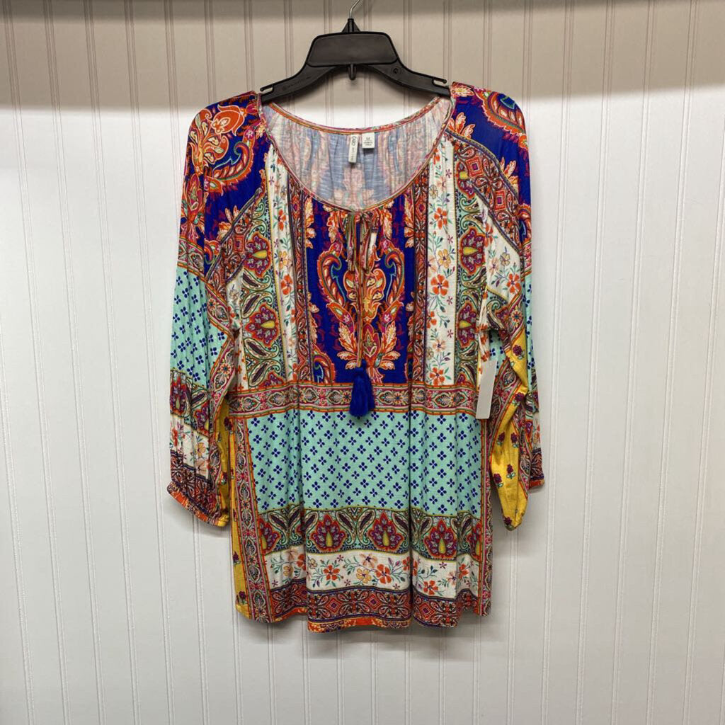 LONG SLEEVE PAISLEY PRINTED TOP
