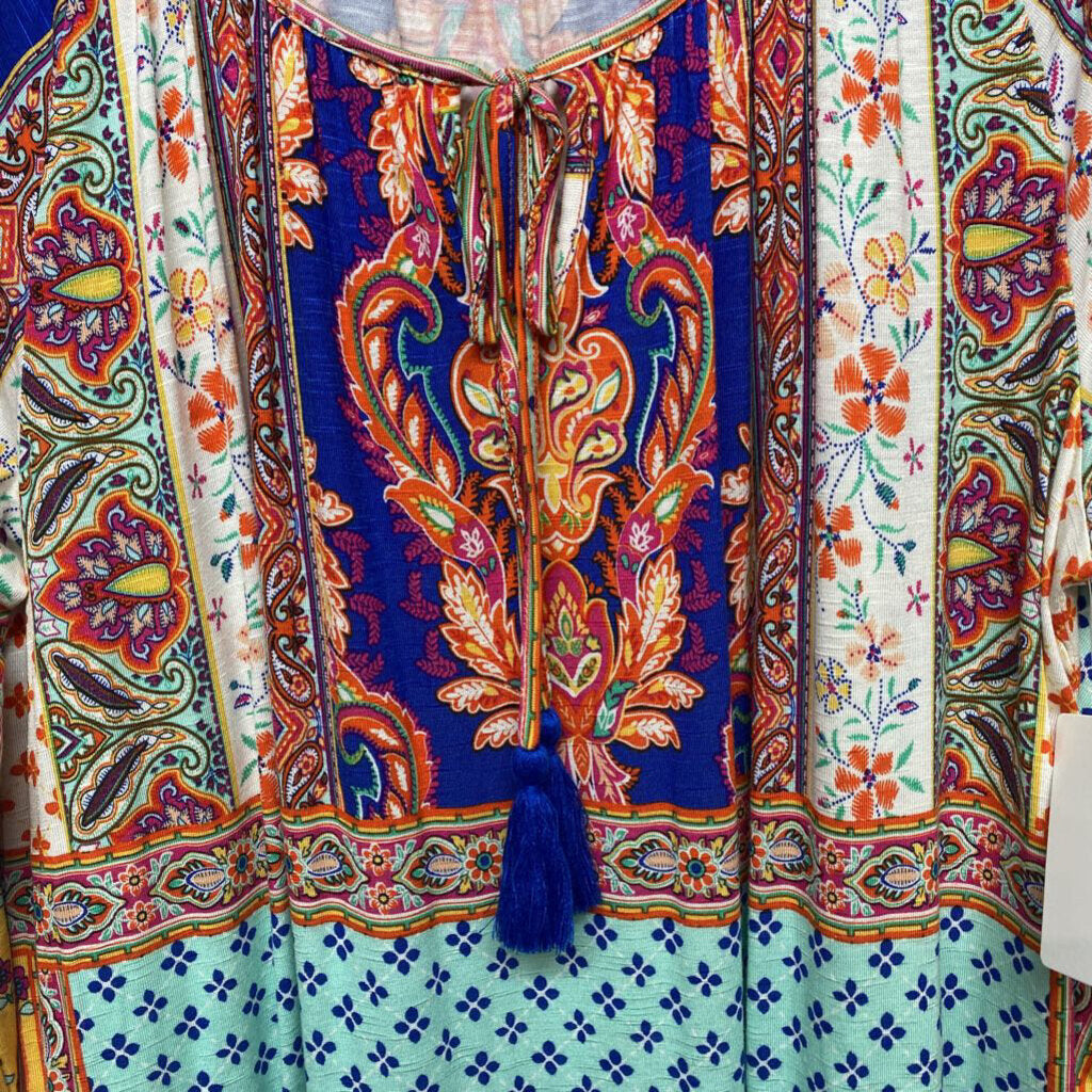LONG SLEEVE PAISLEY PRINTED TOP