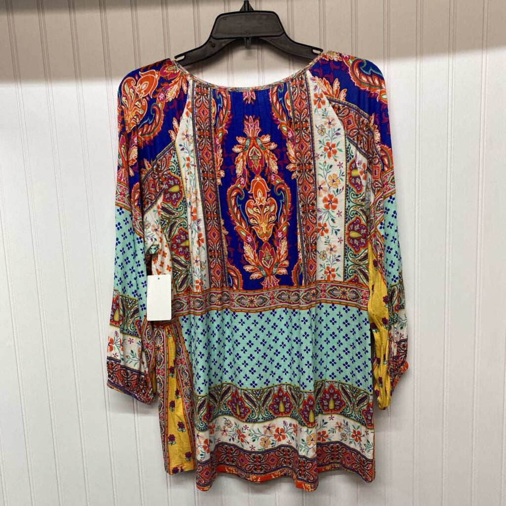 LONG SLEEVE PAISLEY PRINTED TOP