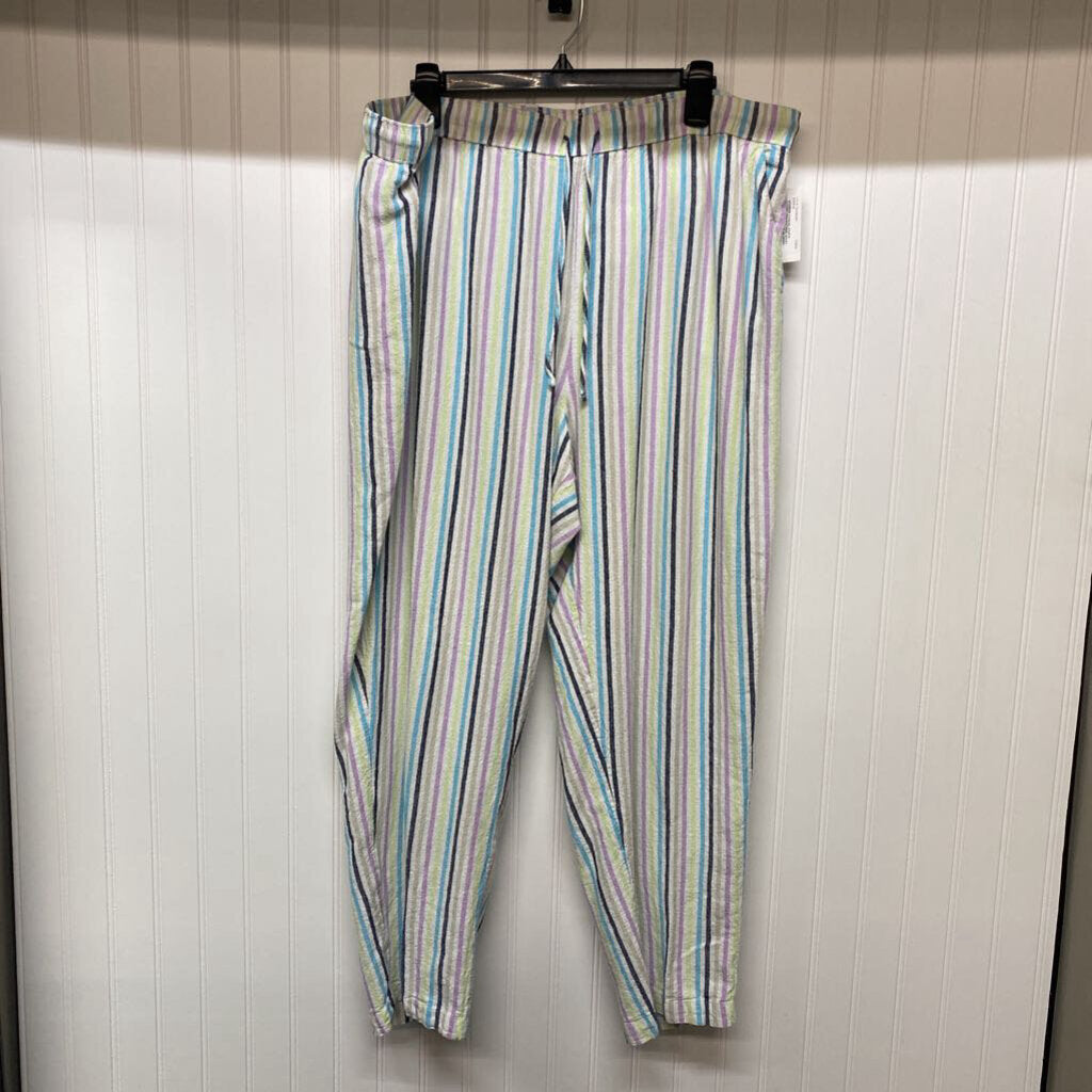 STRIPED DRAWSTRING WAIST PANTS