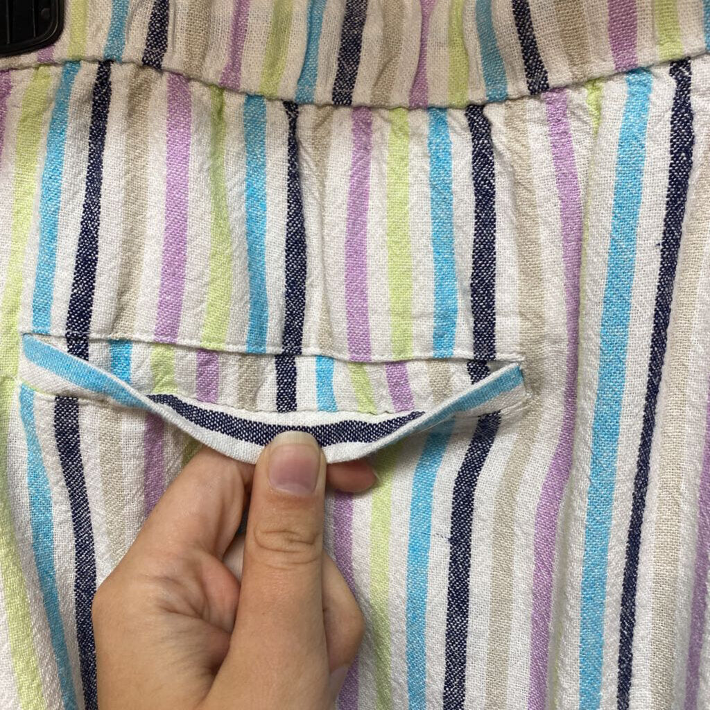 STRIPED DRAWSTRING WAIST PANTS