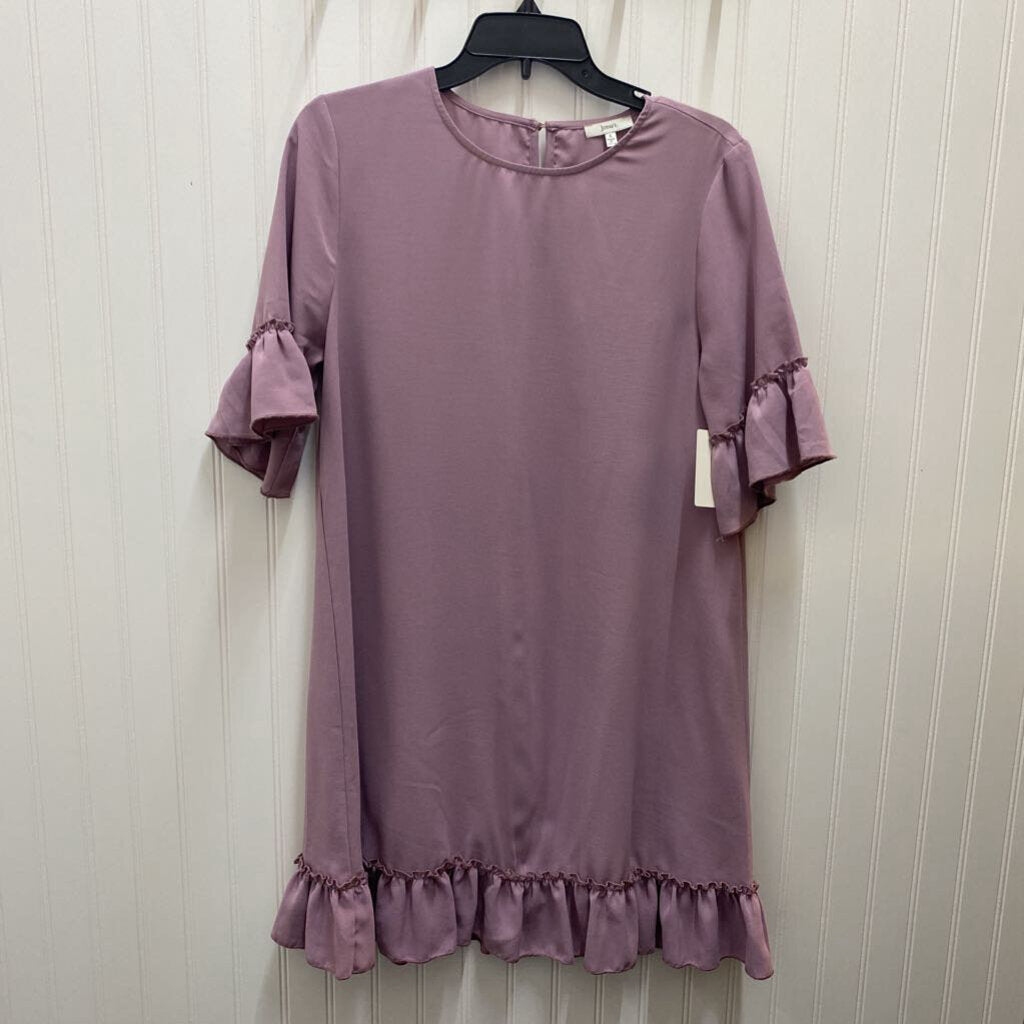 SHORT SLEEVE RUFFLE EDGE SHORT DRESS