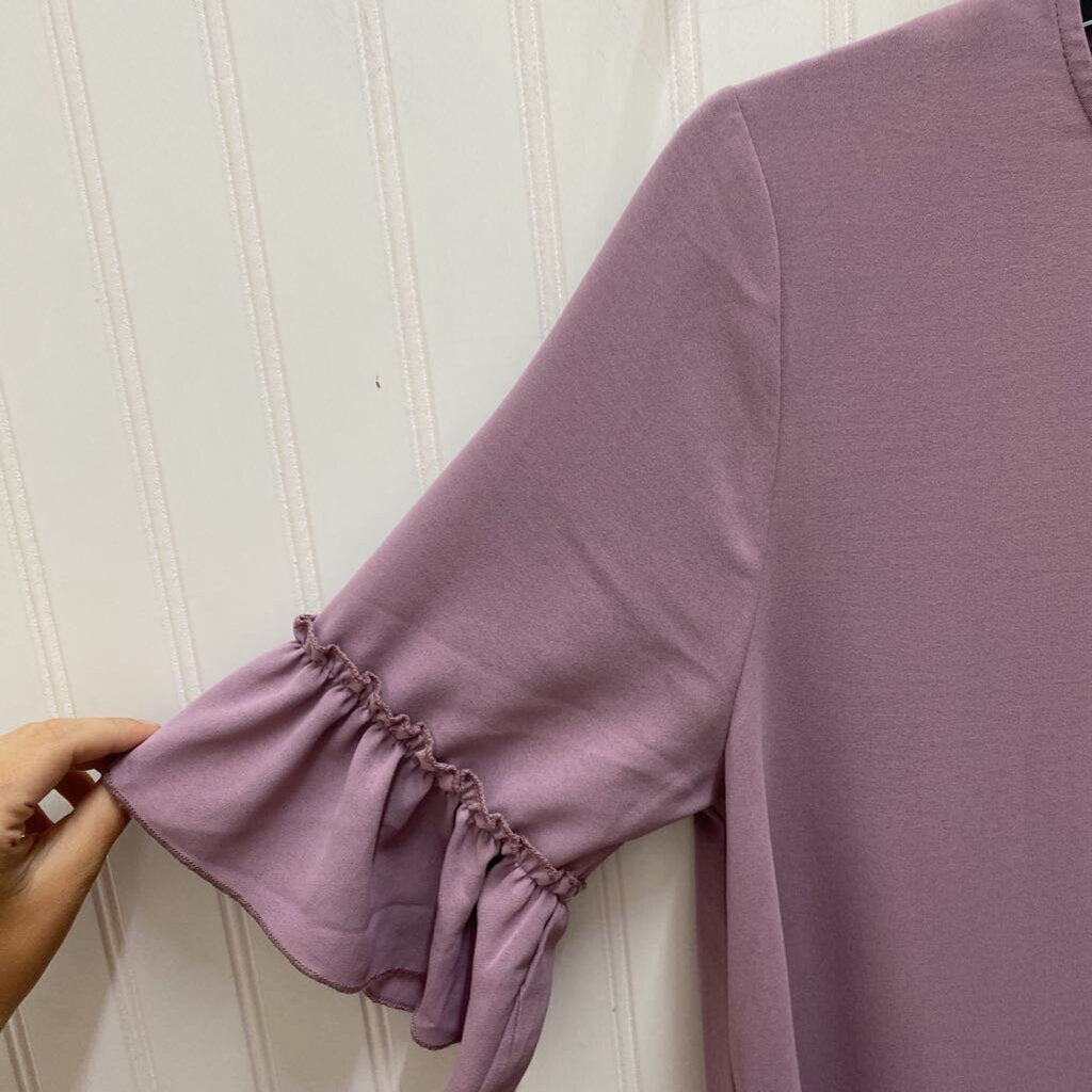 SHORT SLEEVE RUFFLE EDGE SHORT DRESS
