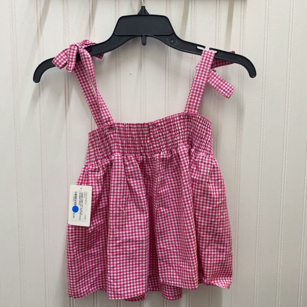 PLAID TIE STRAP STRETCHY TOP