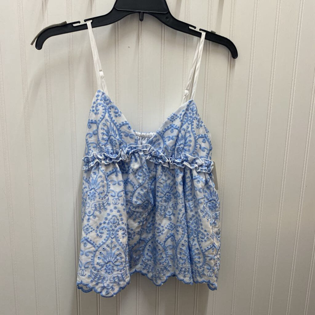 PATTERNED V NECK SPAGHETTI STRAP TOP