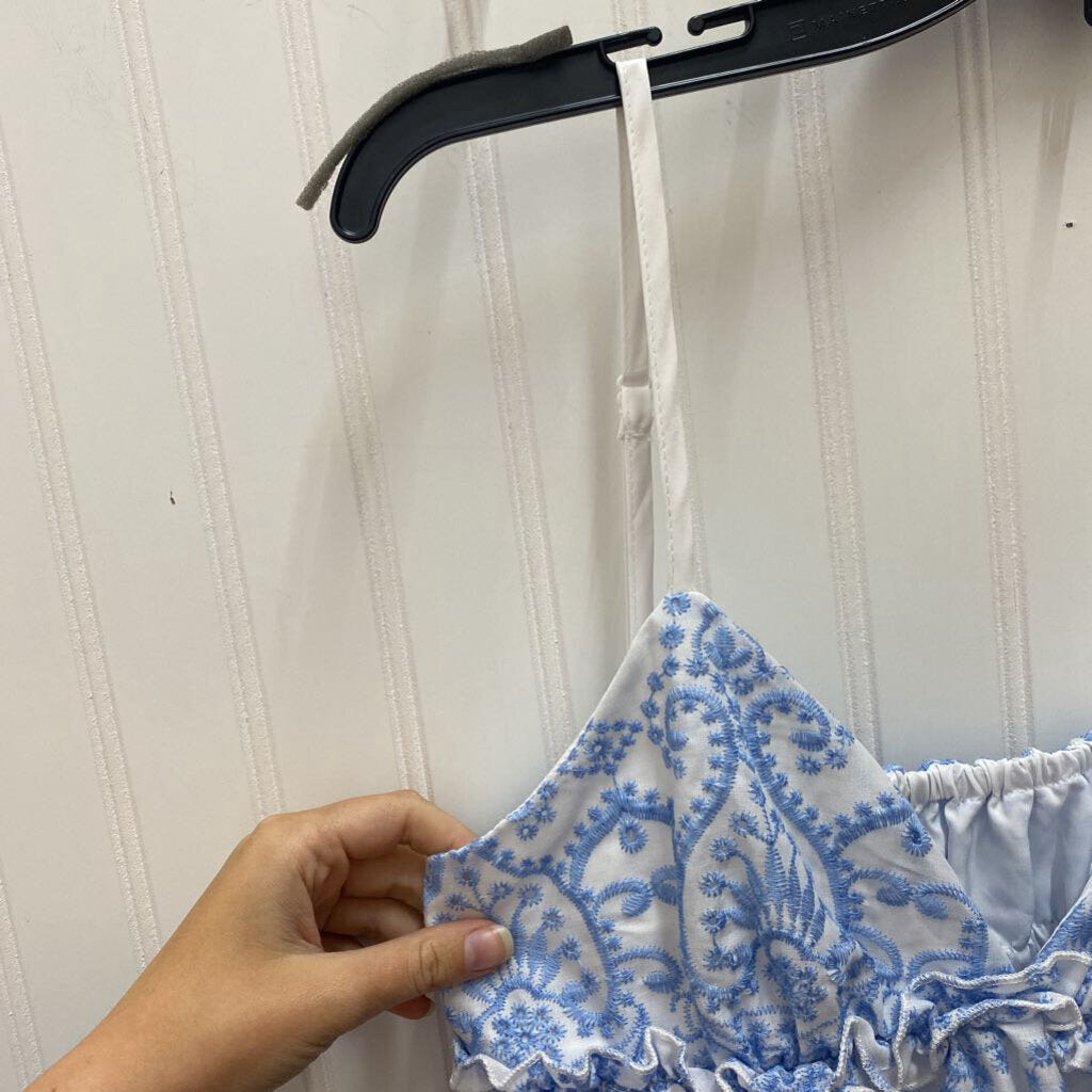 PATTERNED V NECK SPAGHETTI STRAP TOP