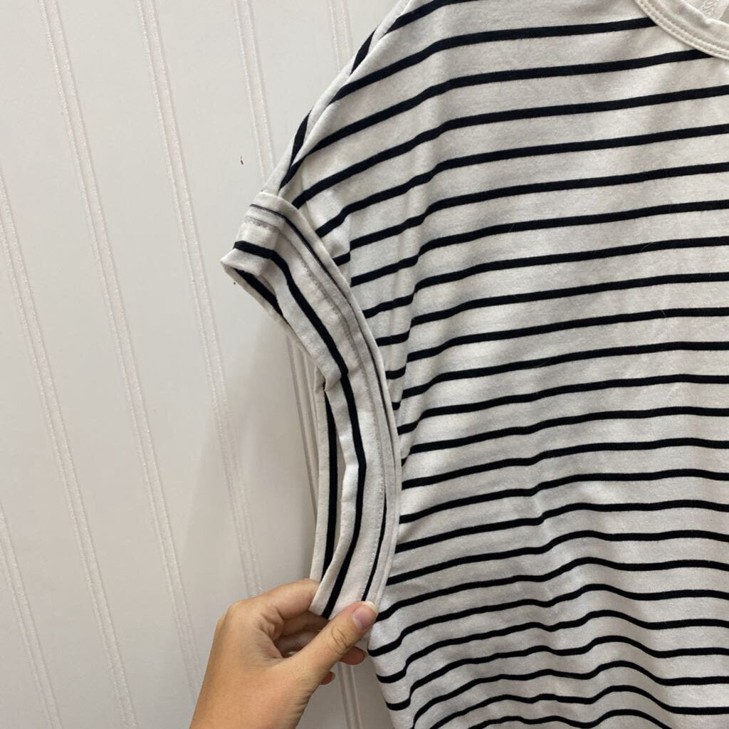 CROPPED STRIPED SHORT SLEEVE TOP