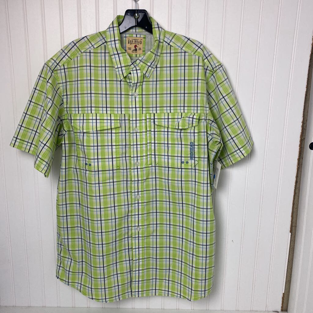 SHORT SLEEVE PLAID BUTTON UP