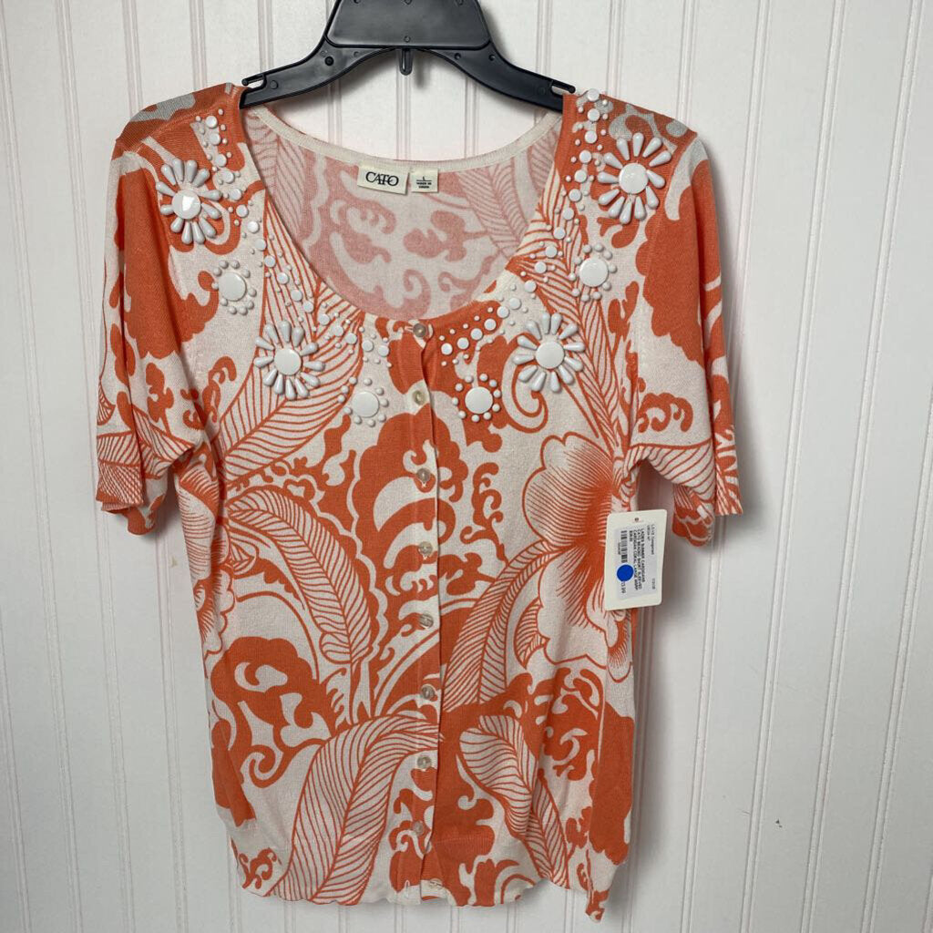 BEADED SHORT SLEEVED CARDIGAN