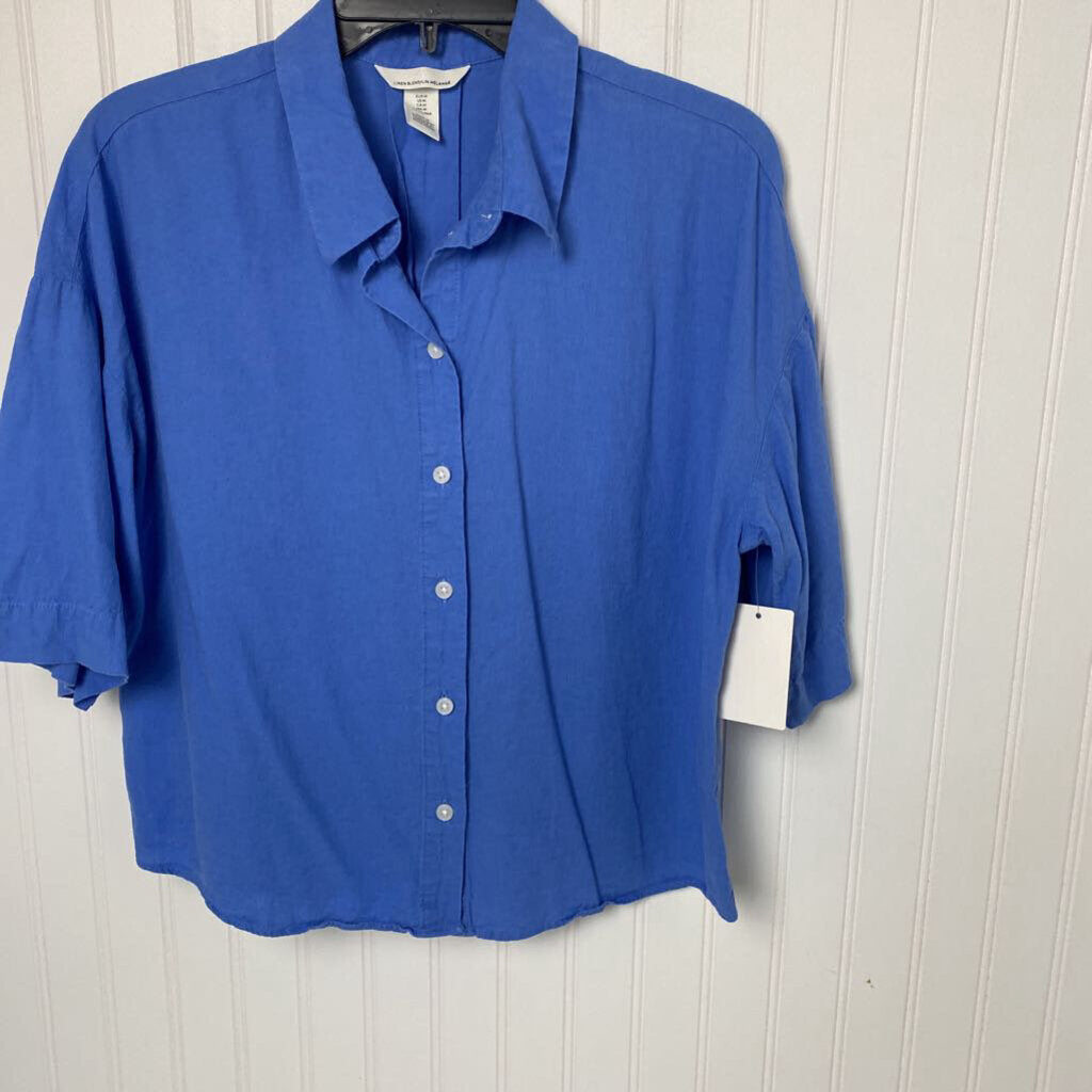 SHORT SLEEVE BUTTON UP LINEN SHIRT