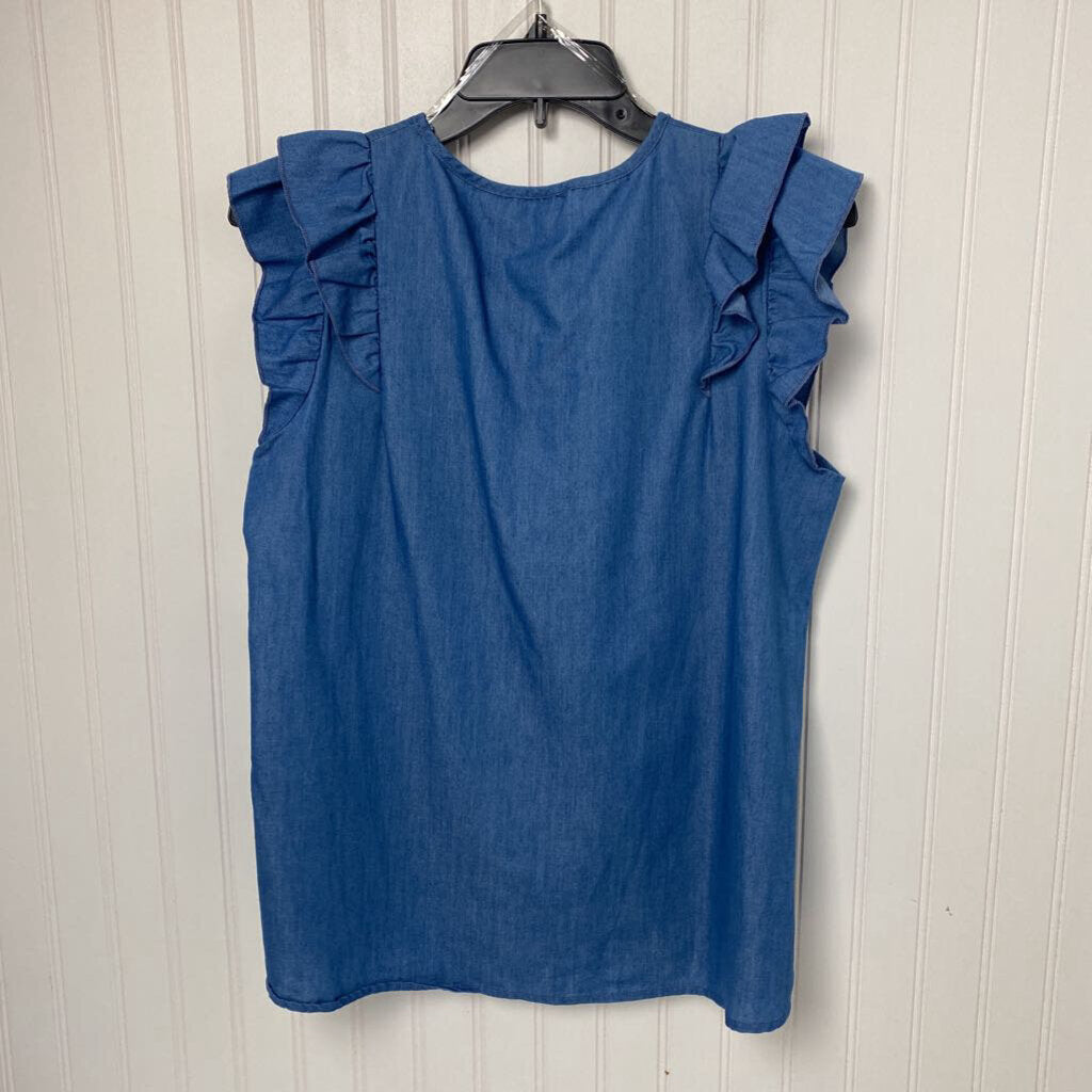 RUFFLED SLEEVLESS TOP