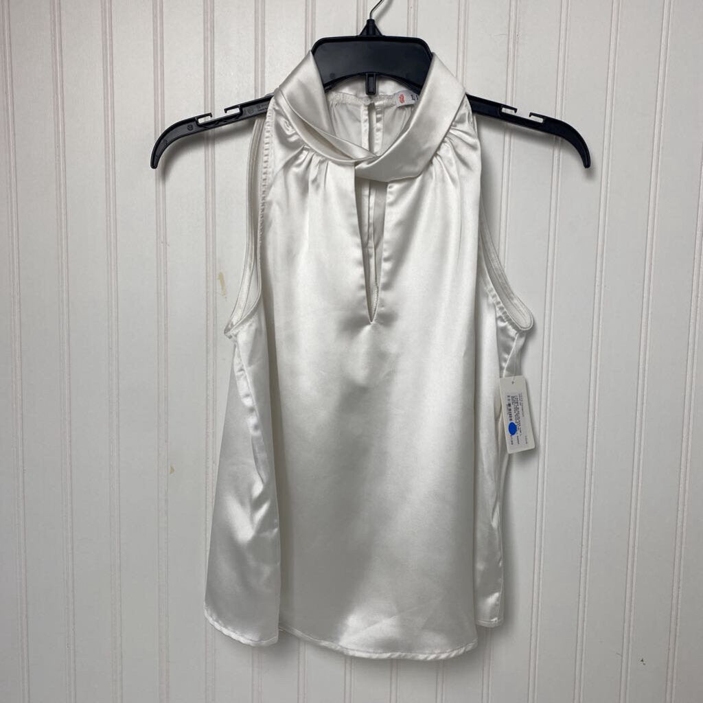 HIGH NECK SATIN SLEEVLESS