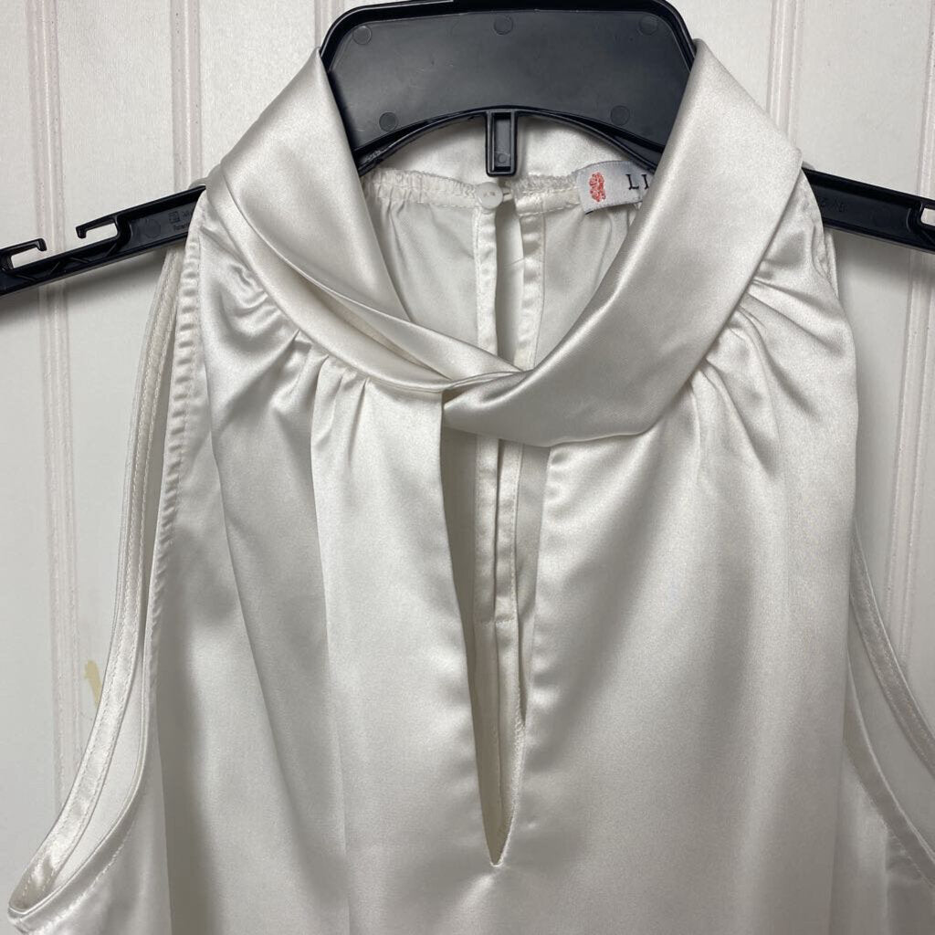 HIGH NECK SATIN SLEEVLESS