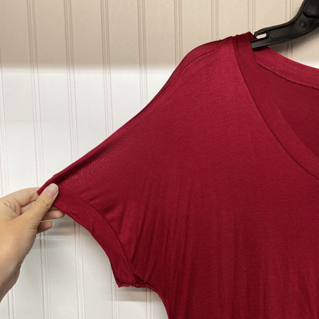 SHORT SLEEVE V NECK LONG DRESS