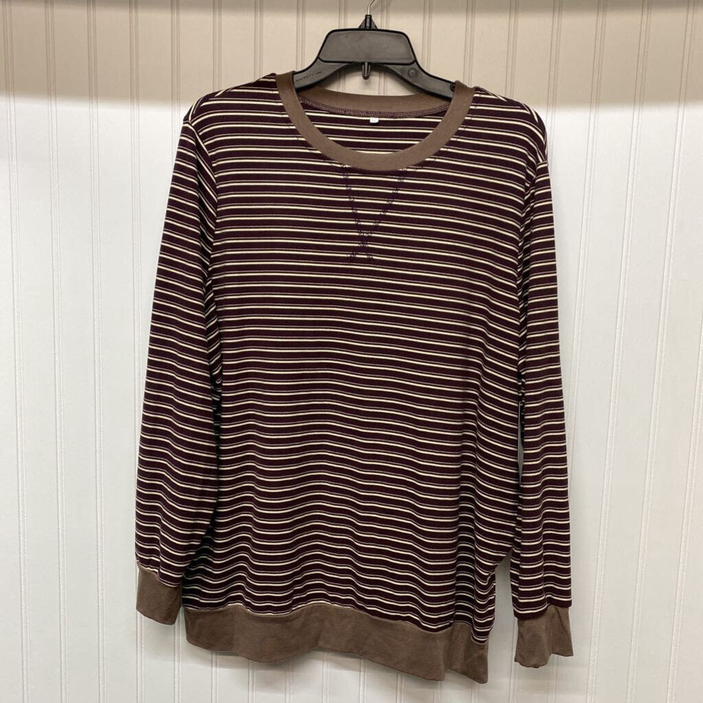 SOFT STRIPED LONG SLEEVE SWEATSHIRT