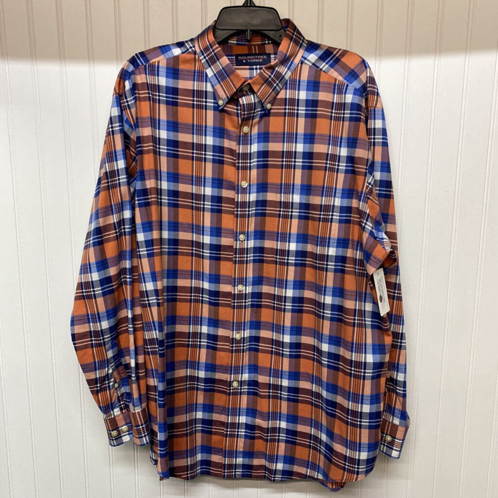 ORANGE PLAID DRESS SHIRT