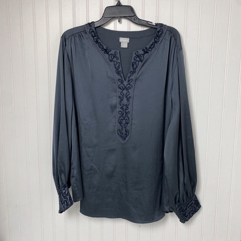 SATIN V NECK LONG SLEEVED