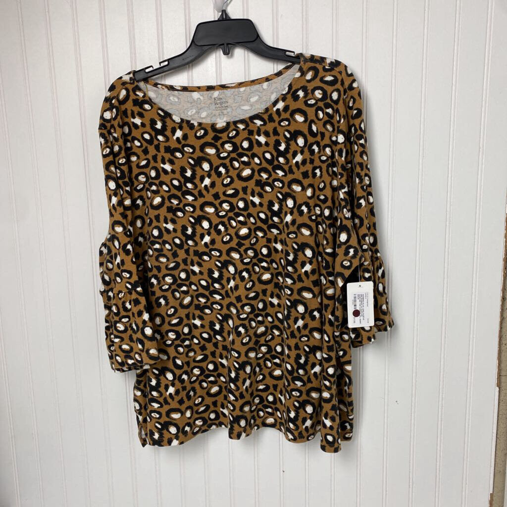 3/4 RUFFLED SLEEVED TOP